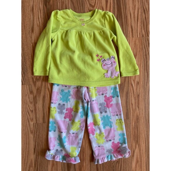 Carter’s Girls 2 Piece *Flame Resistant* Pajama Set "Frogs" Size 2T EUC - Picture 1 of 3